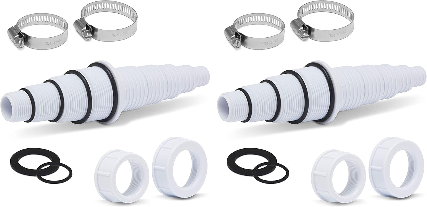 Sealproof Pool Hose Adapter, 30 Configurations, Compatible with Most Pumps, Skimmers, and Filters, White, 2-Pack
