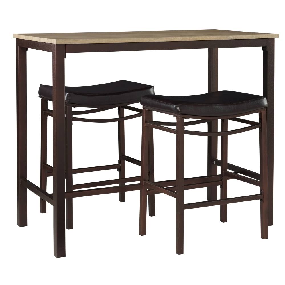 Linon Home Decor Products Lauren 3-Piece Pub Set, Brown/Black