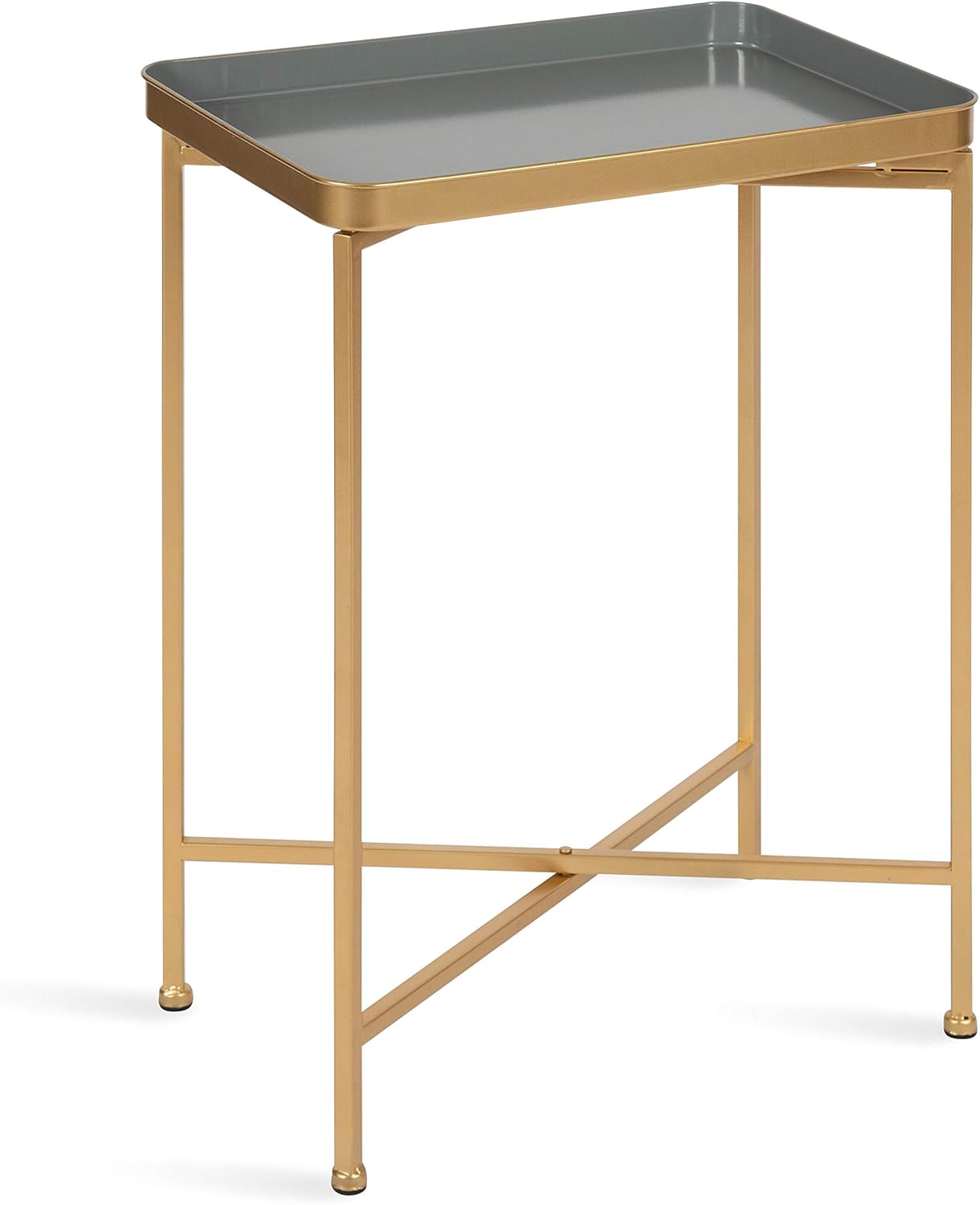 Kate and Laurel Celia Modern Side Table, 18 x 12 x 26, Black, Foldable Rectangular End Table for Storage and Display