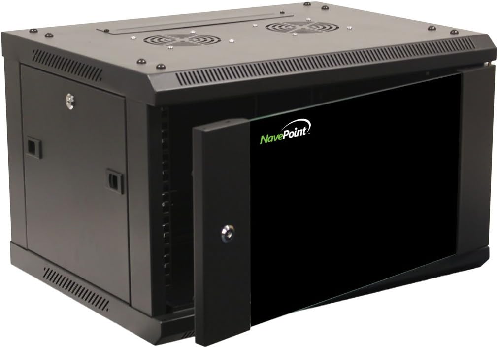 NavePoint 6U Wall Mount Network Server 19 Inch IT Cabinet Rack Enclosure Glass Door Lock