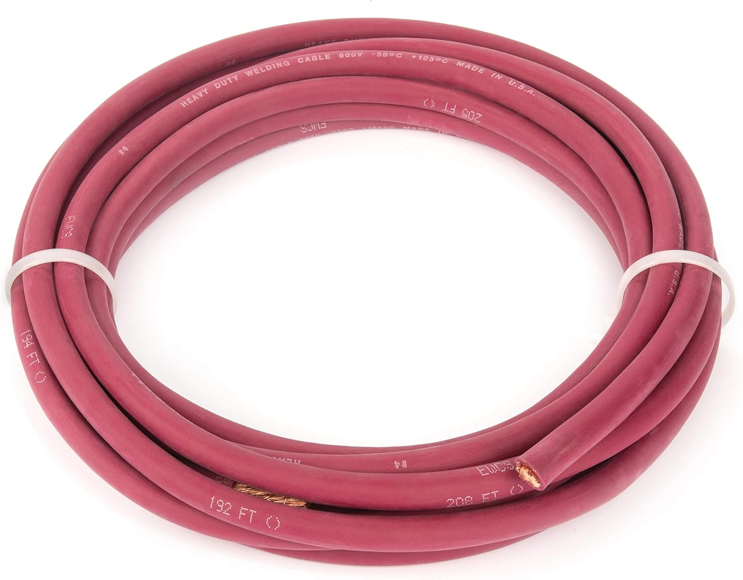 EWCS 4 Gauge Premium Extra Flexible Welding Cable 600 Volt - Red - 10 Feet - Made in the USA Pack of 2
