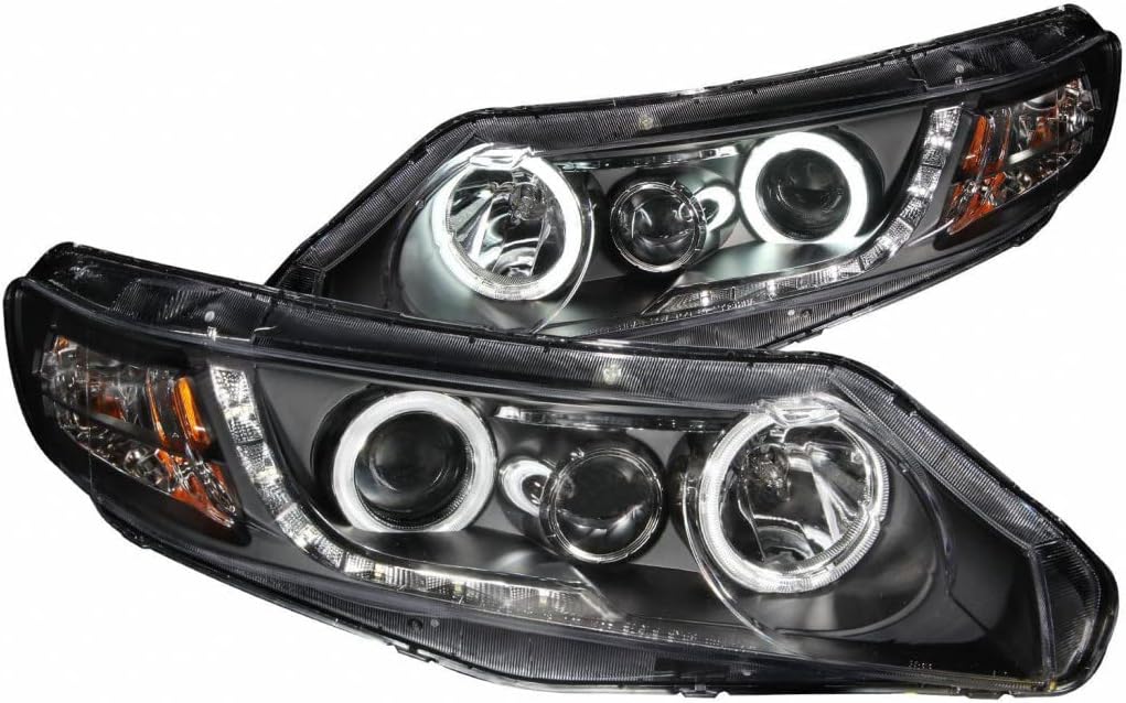 ANZO For Honda Civic 2006-2011 Projector Headlights w/Halo Black | 121454