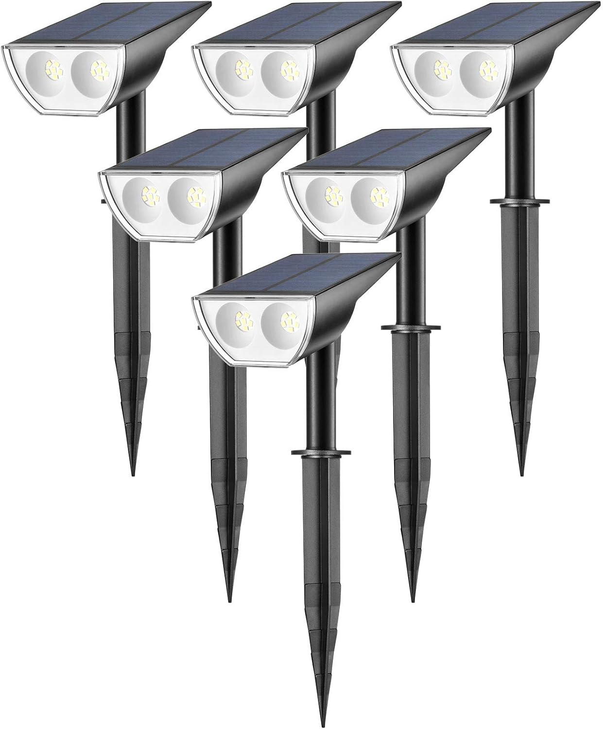 Consciot 12 LED Compact Dusk-to-Dawn Solar Powered Landscape Spotlights Outdoor, IP67 Waterproof 3000K Warm White, 2-in-1 Decorative Lighting for Garden, Pathway, Patio, Yard, 2 Pack