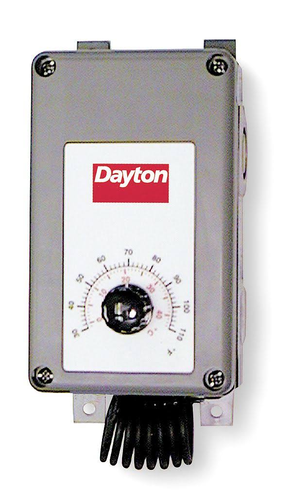 Dayton 4LZ95 Line Volt Mechanical Tstat, 120 to 277VAC, Gray