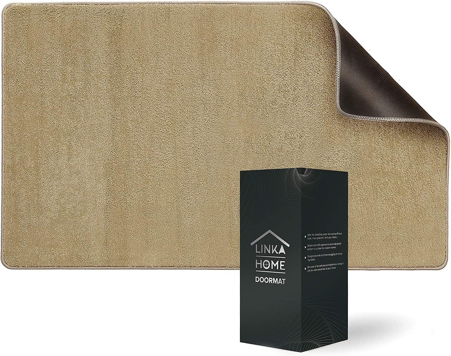 Linka Home Durable Indoor Doormat for Entrance 27.2&rdquo;x 19.7&rdquo; - Super Absorbent Rug for Entryway - Soft and Washable Grey Door Mat Inside Non Slip - Low-Profile Front Door Rug with Rubber Backing - Grey