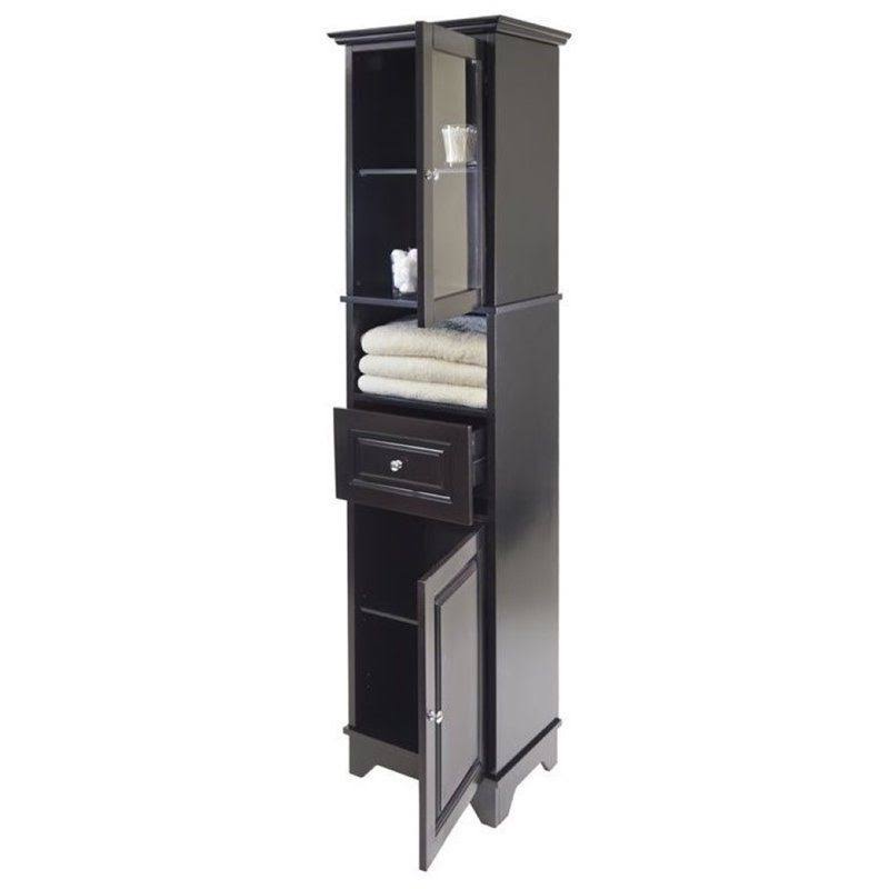 Bowery Hill Tall Cabinet with Glass Door and Drawer in Black