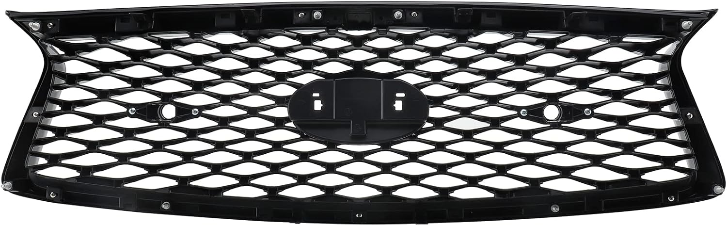 MOFANS Front Upper Grille Fit for Compatible with Infiniti Q50 2018 2019 With Sensor Hole Glossy Black