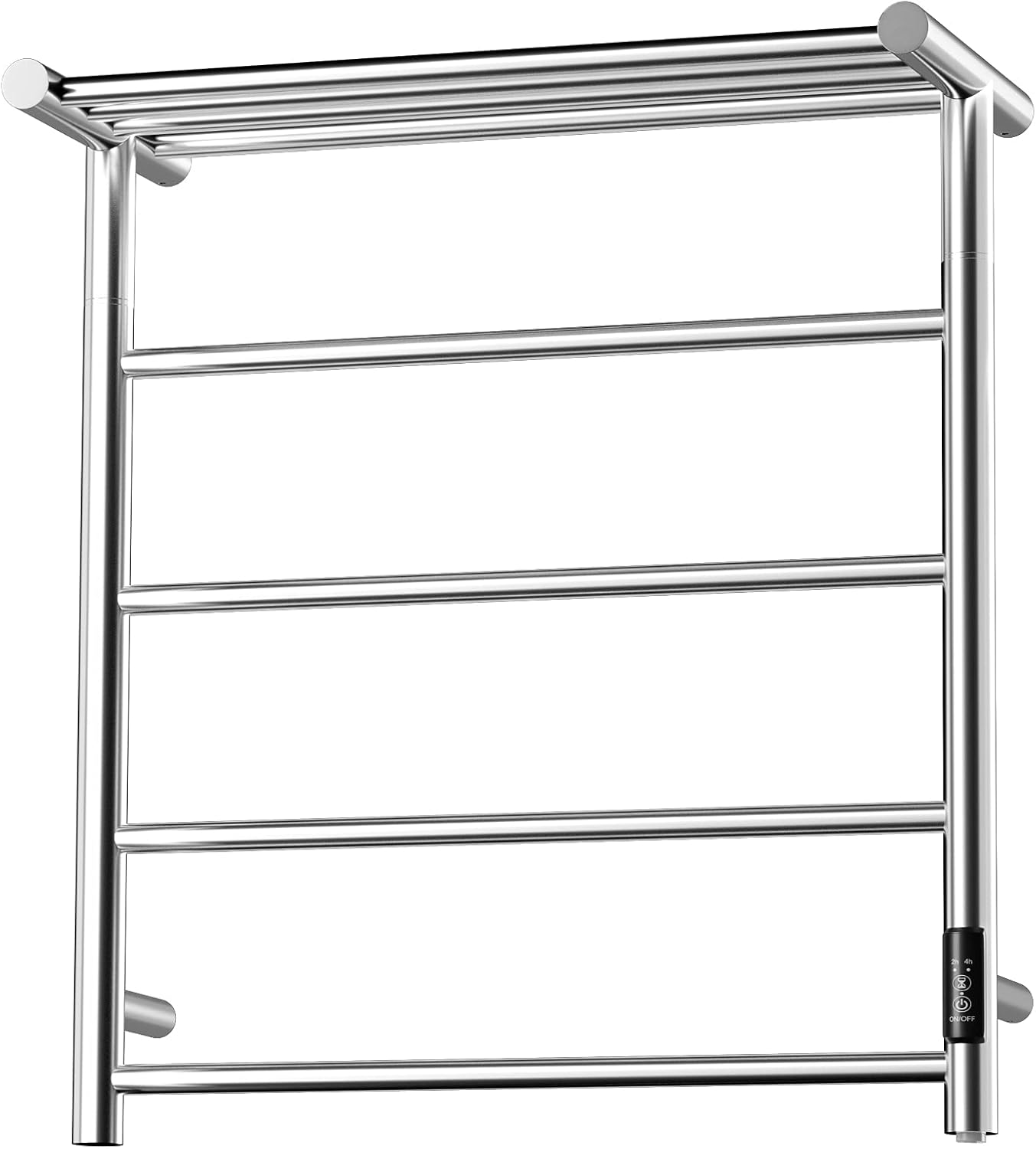 DAILYLIFE Towel Warmer, Wall Mounted Heated Towel Rack, Built-in Timer 3 Timer Modes: ON/Off 2H 4H, 7 Bars Stainless Steel Plug-in Electric Drying Rack 130W Home Bathroom Chrome