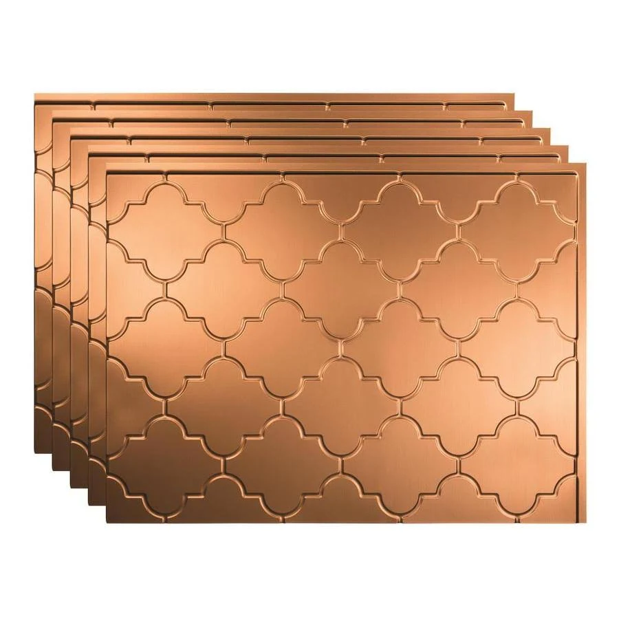 Fasade 18in x 24in Monaco Polished Copper Backsplash Panel (5 Pack)