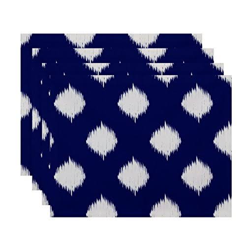 Simply Daisy 18 inch x 14 inch Ikat Dot Geometric Print Placemats, Set of 4