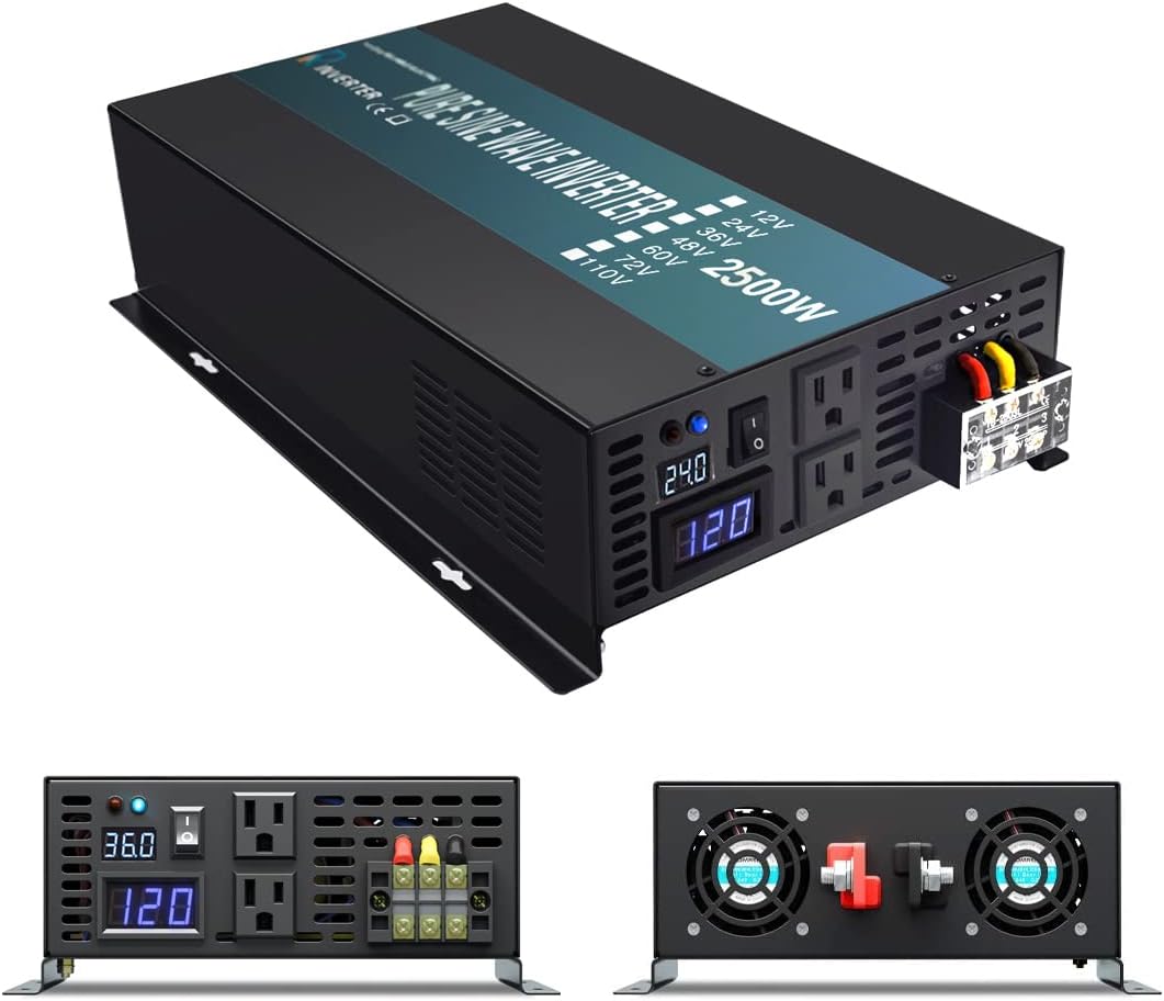WZRELB Strong Driving Capacity 2500W 24VDC to 120VAC Pure Sine Wave Inverter Power Converter (RBP250024B1)