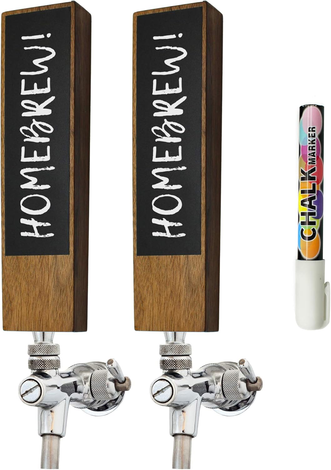 Chalkboard Beer Tap Handle (2 Pack) For Homebrew Kegerators | Beer Tap Handles White Chalk Marker Included!
