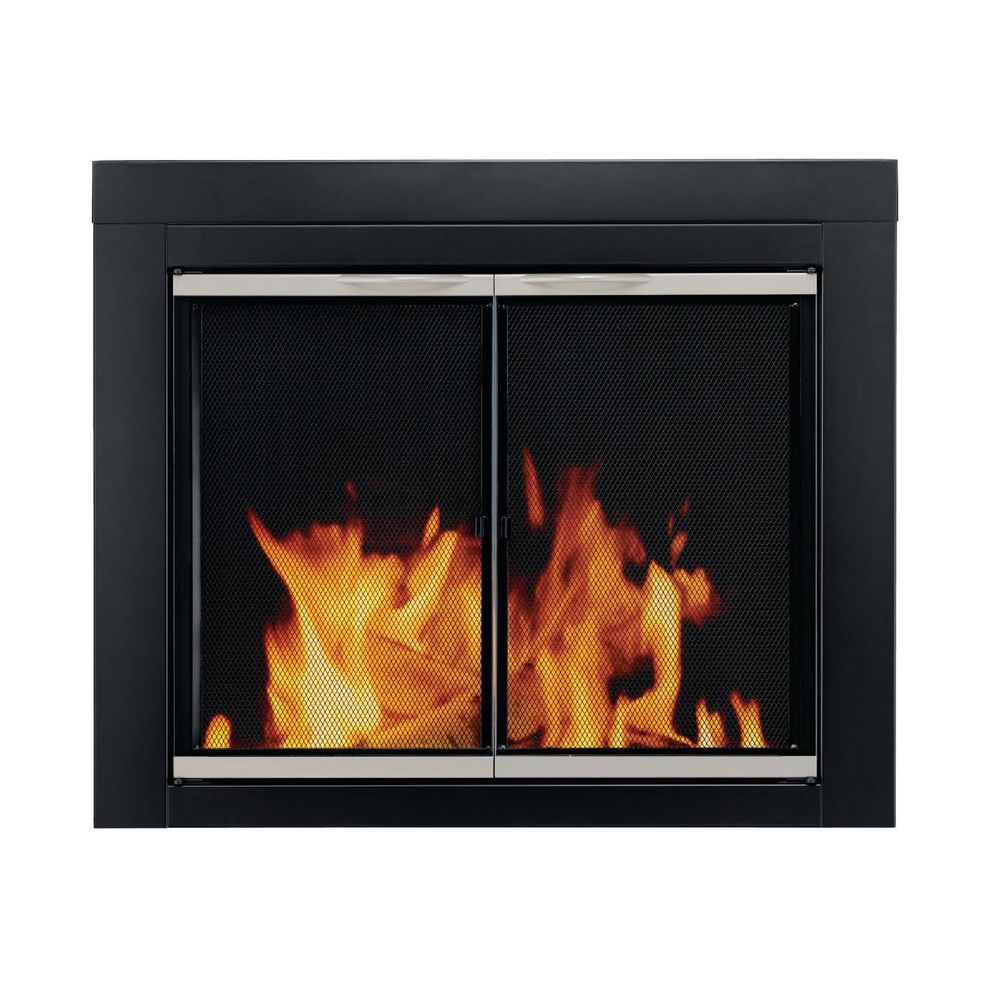 Pleasant Hearth Alsip Sunlight Nickel Fireplace Glass Doors Large