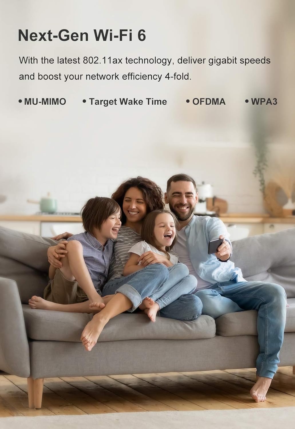 Mercku M6 Wi-Fi 6 Router for Wireless Internet Mesh Wi-Fi System 1 Pack up to&nbsp;3,000 Sq.Ft.&nbsp;Can Add More to Extend Coverage Dual-Band Gigabit Router App Control, Cosmo Black