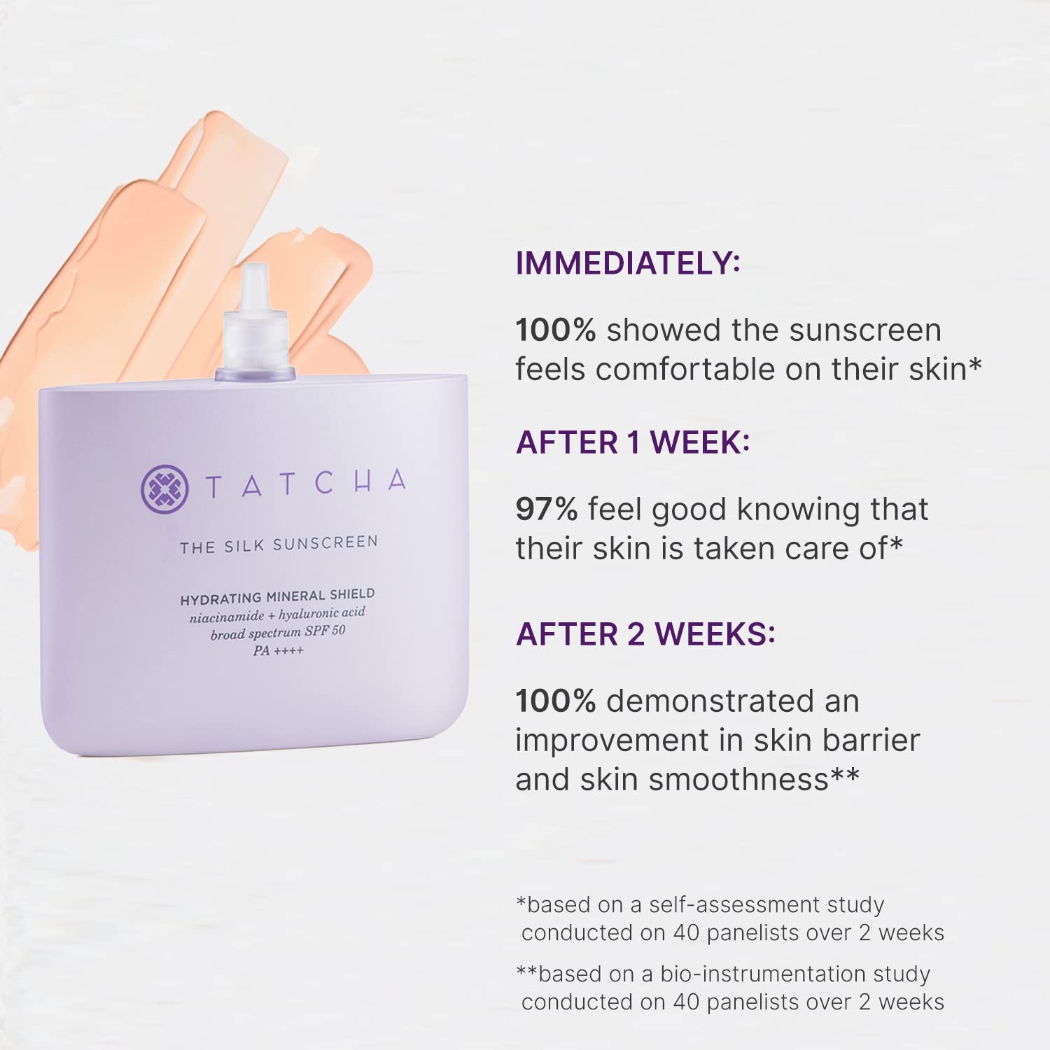 Tatcha The Silk Sunscreen: Broad Spectrum SPF 50 PA++++, Weightless, Hydrating Mineral Sunscreen, 50 ml / 1.7 oz Pack of 2