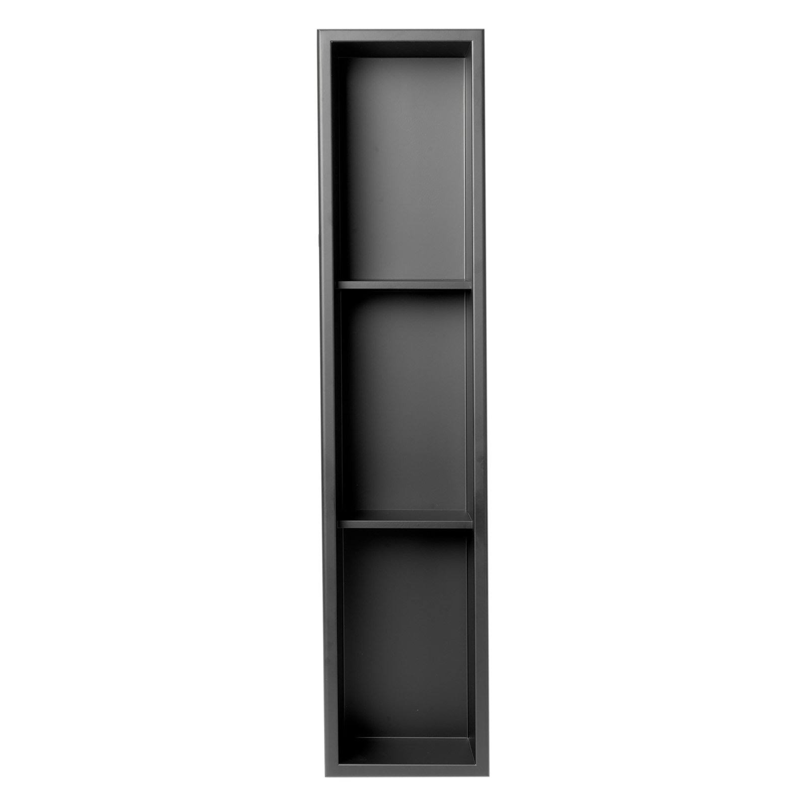 Alfi Brand ABNC0836-BLA 8 x 36 in. Stainless Steel Vertical Triple Shelf Bath Shower Niche Black Matte