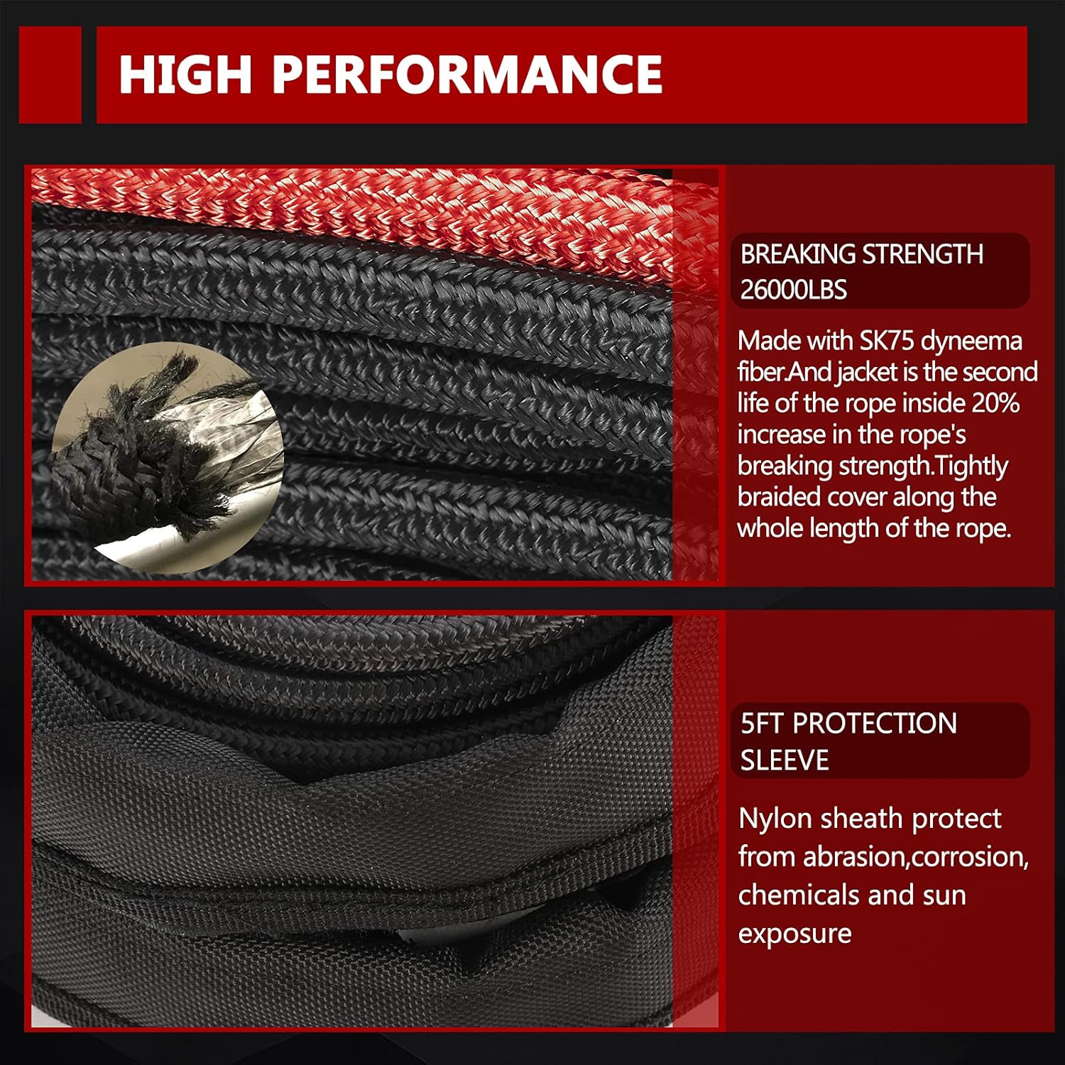 BUNKER INDUST Synthetic Winch Rope 3/8