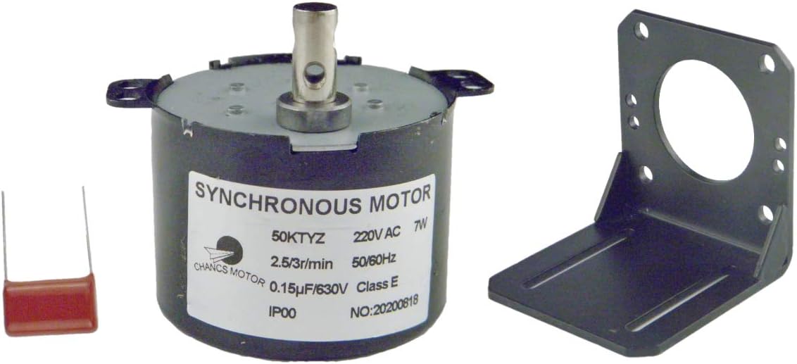CHANCS Mini Gearbox Electric Motor 50KTYZ 110V 2.5-3RPM Synchronous Reduction Motor With Motor Holder Pack of 2