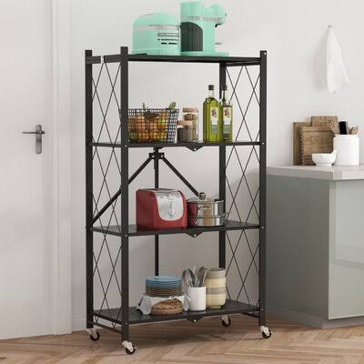 Folding Metal Shelf in , 50.1x22 H x 28.3x22 W x 14.6x22 D Rebrilliant Finish: Black