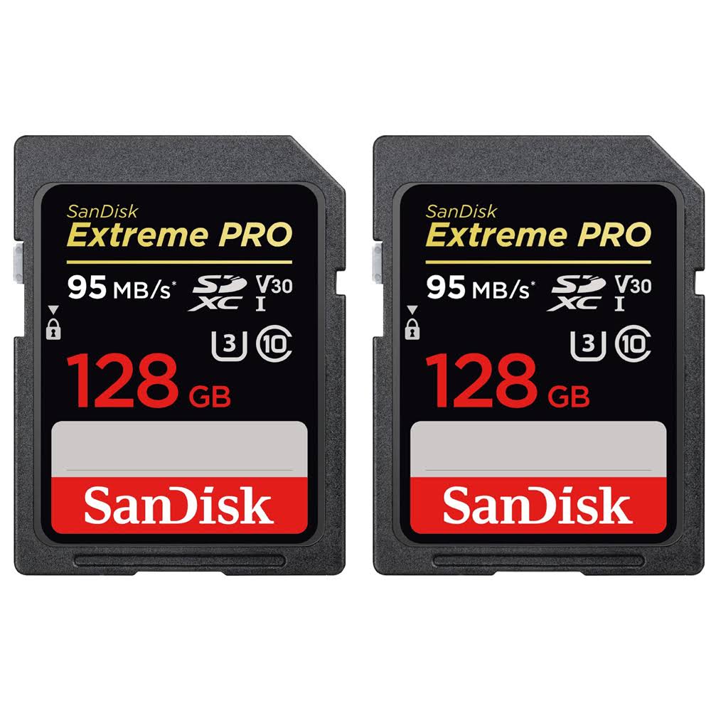 SanDisk 2 Pack of Extreme Pro SDXC 128GB UHS-1 Memory Card