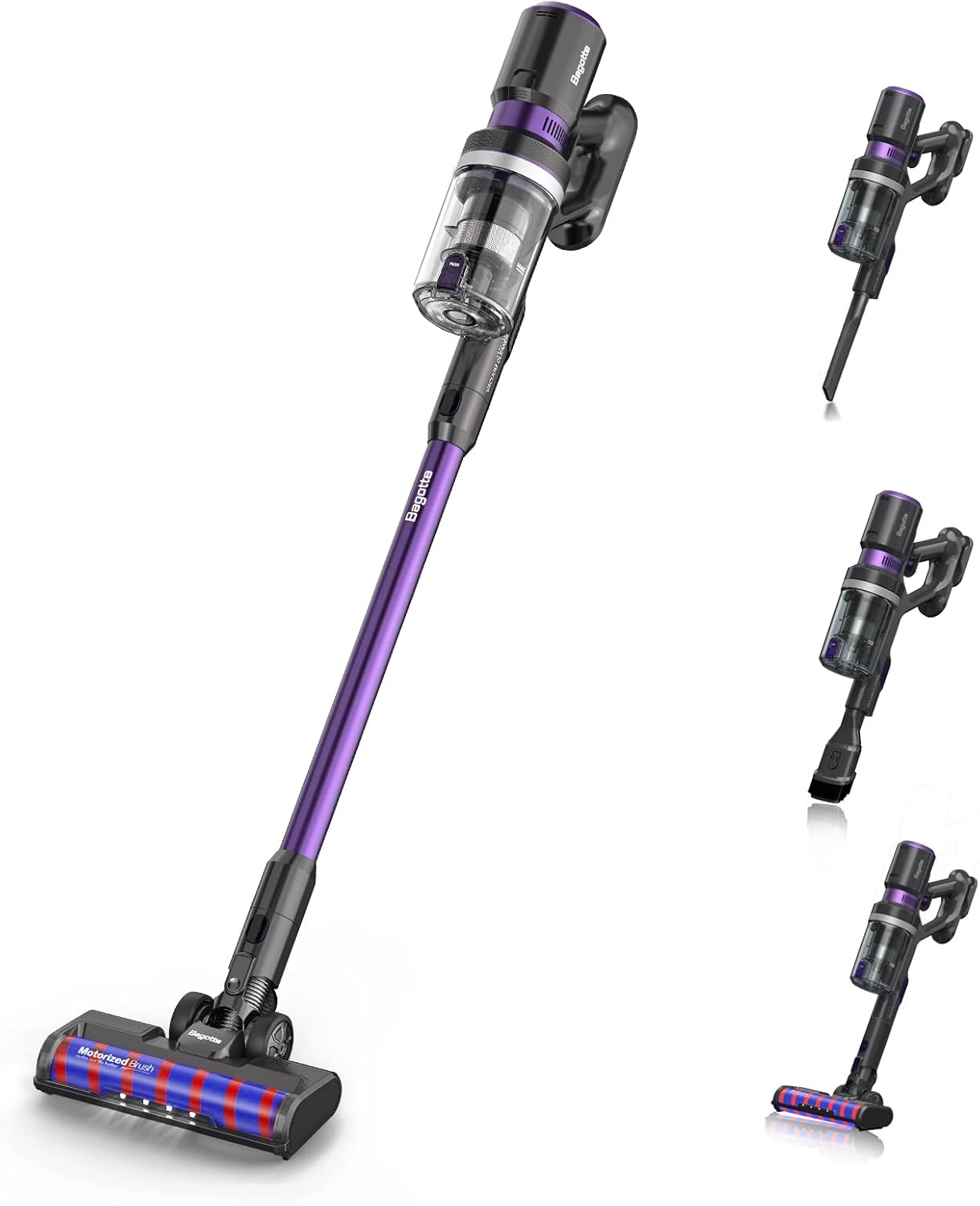 Cordless Vacuum Cleaner, Bagotte 25Kpa Powerful Suction Stick Vacuum, 400W Brushless Motor, Up to 55mins Runtime, 8 in 1 Lightweight Stick Handheld Vacuum for Hard Floor Carpet Car Pet Hair