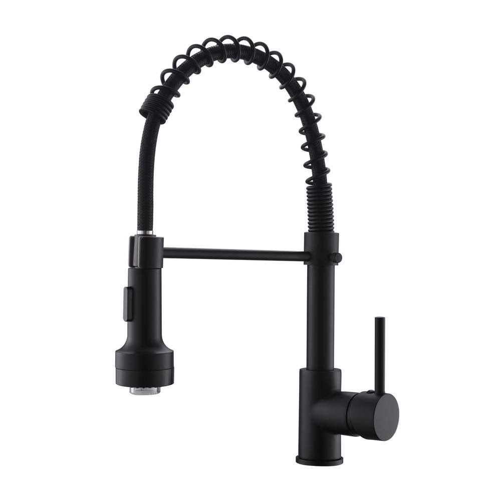 Matrix Decor Single-Handle Pull-Down Sprayer Kitchen Faucet with LED in Matte Black
