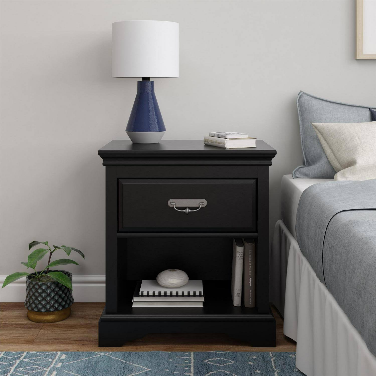 Ameriwood Home Vox Nightstand, Black - White