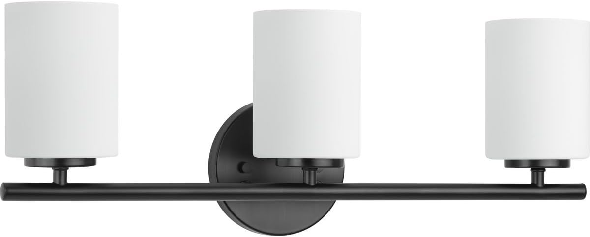 Replay Collection 3-Light Etched Glass Modern Bath Vanity Light Textured Black