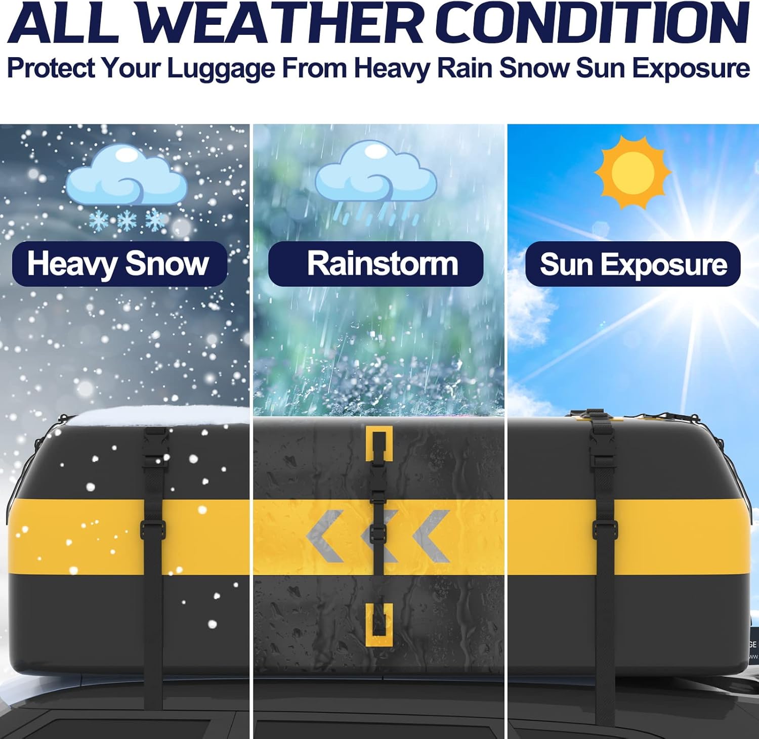 BEKA Rooftop Cargo Carrier - 21 Cubic Feet Waterproof Car Roof Bag W/Without Roof Rack, 6 Hook Straps Included Car Top Carrier Roof Bag for SUVs and Sedans, Anti-Slip Mat, Waterproof Storage Bag