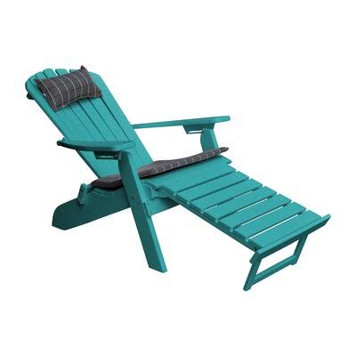 Sperber Plastic Folding Adirondack Chair with Ottoman Red Barrel Studio Color: Aruba Blue