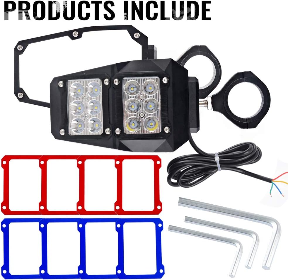 ZGAUTO UTV Rear Side View Mirror with LED Spot Light Fits For 1.75-2 Inch Roll Bar with Ball Joint High Impact Shatterproof Tempered Glass Cage (1 Pair,Compatible With Polaris RZR XP 1000 RZR 900 )