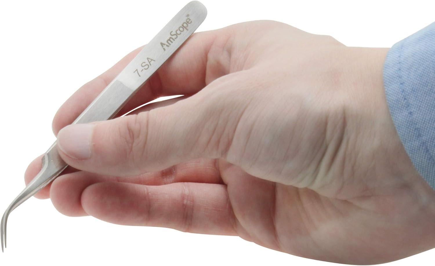 AmScope - High Precision 4 3/4 in. Curved Fine Tip Tweezers - Multi-Pack - 5 pcs