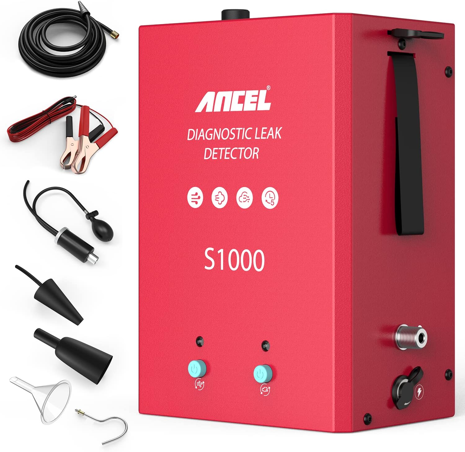 ANCEL S1000 Automotive Leak Detector Smoke Leak Detector Smoke Machine Vacuum Pipe Smoke Tester with EVAP/Fuel/Intake/Exhaust System, Air & Smoke Modes All Vehicle for Motorcycle,Boat,Truck