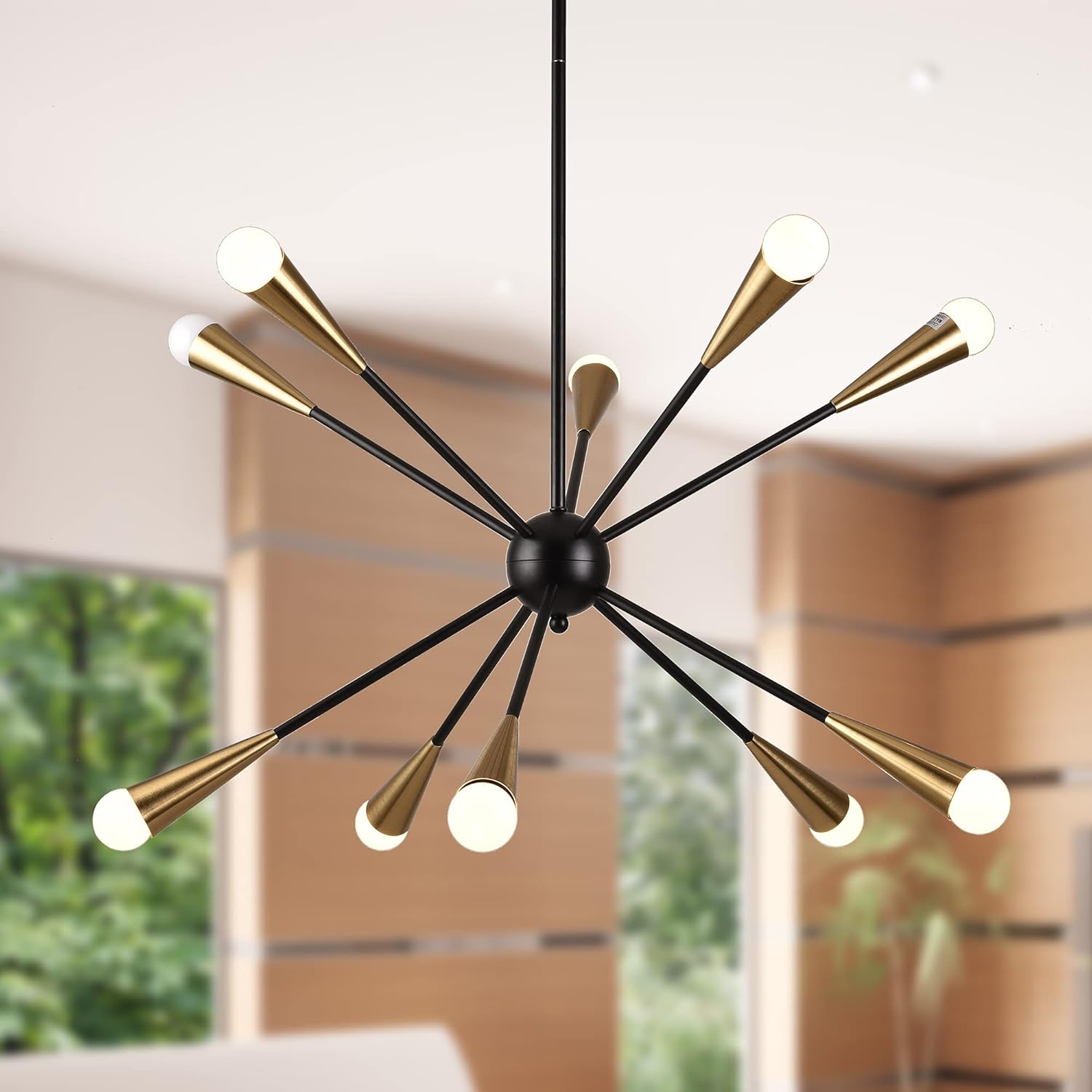 DarkHome Farmhouse Chandeliers Semi Flush Mount Ceiling Lamp Antique Vintage Metal Chandelier 10 Light E12 for Farmhouse Kitchen Dining Room Bedroom Study Living Room Bulb Not Include (10-Light-Black)