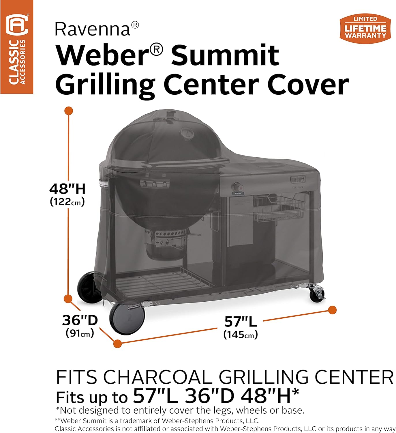 Classic Accessories Ravenna Water-Resistant 57 Inch Grill Center Cover for Weber Summit Pack of 2
