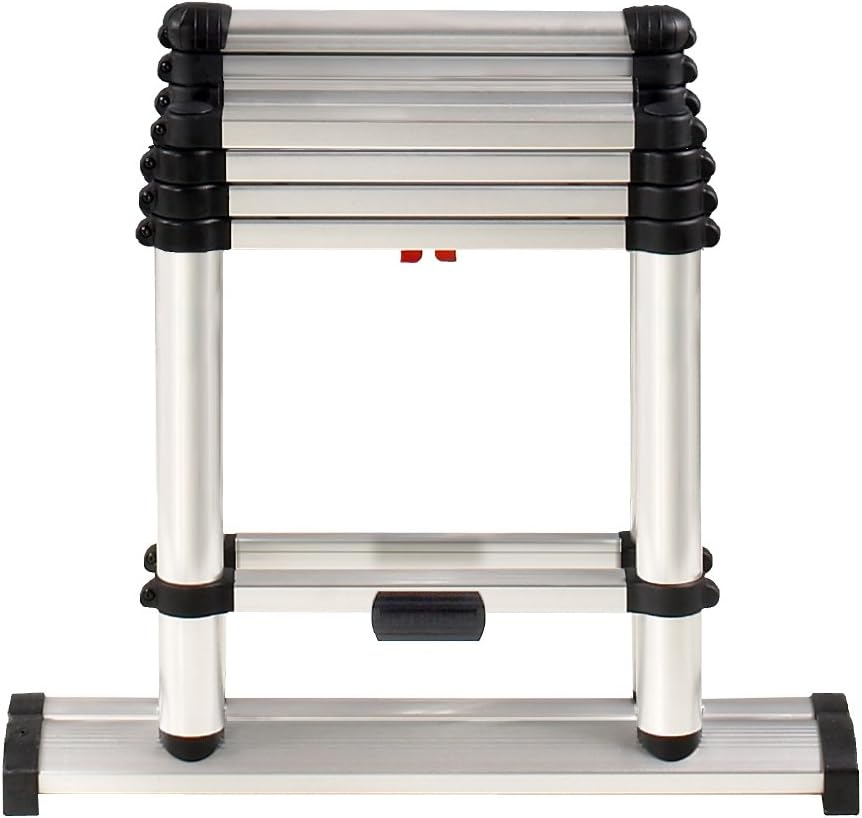 Telesteps 10ES Fully Automatic Telescoping Ladder, with Patented One-Touch Release, OSHA Compliant 6 ft, Wide Pro Step, Telescoping A-frame stepladder, with 2 extra safety leaning rungs, Up to 10 ft Reach may be possible