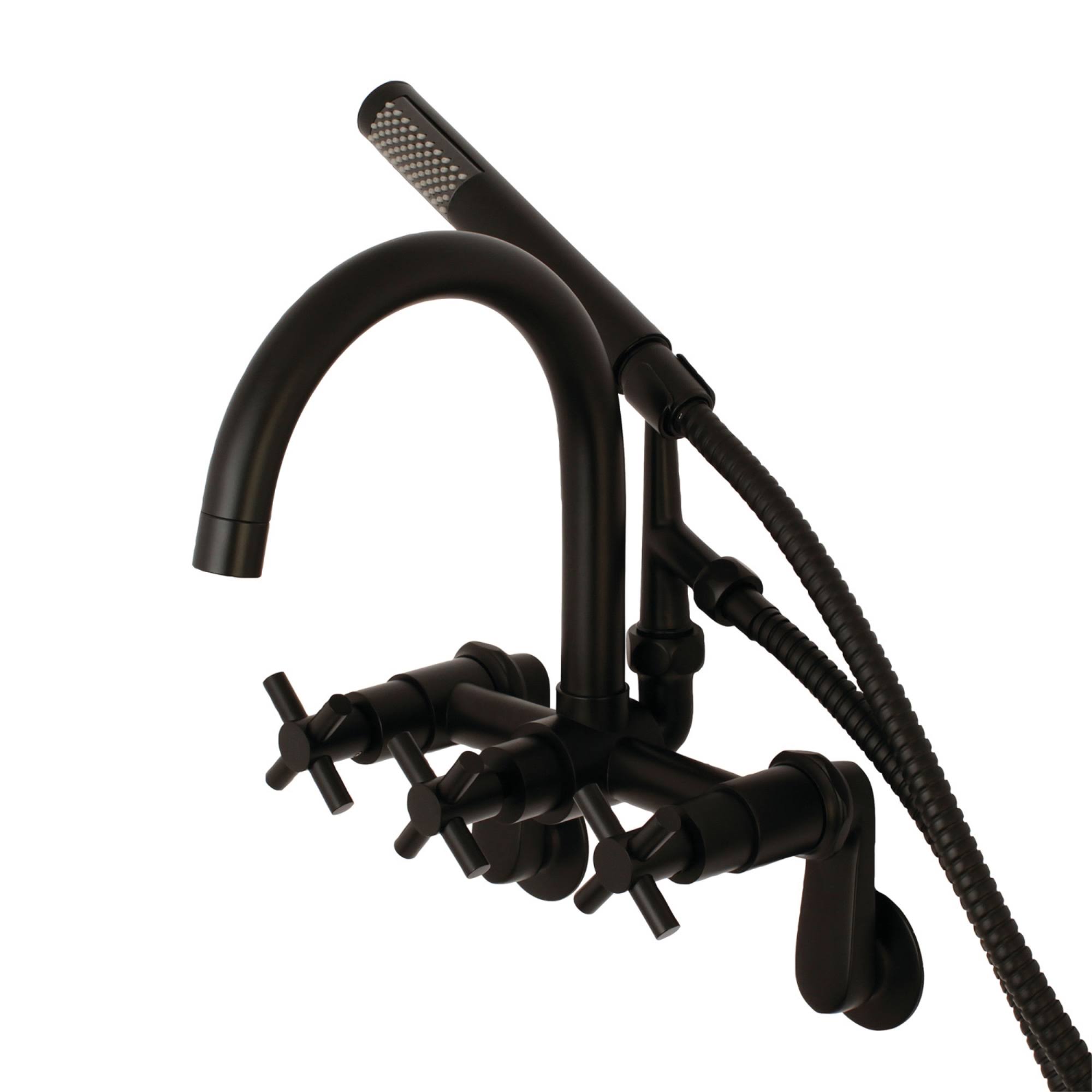 Kingston Brass Concord Wall Mount Tub Filler with Hand Shower - Matte Black AE8150DX