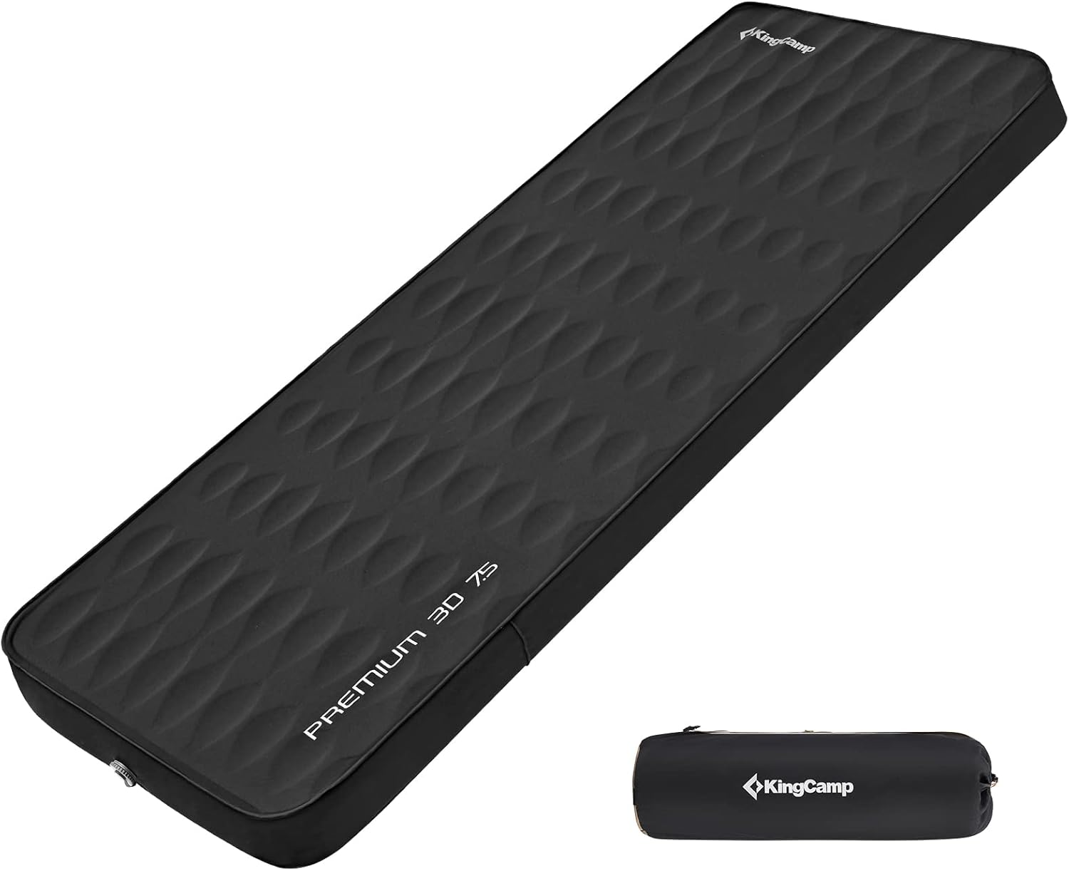 KingCamp Self Inflating Sleeping Pad with 9.5 R Value, 3 Inch Wide Large Foam Camping Air Mattress for Car, Tent, Travel, Insulated, Black