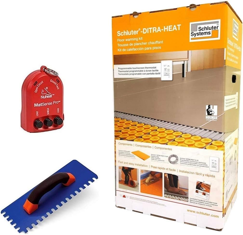 Schluter Ditra Heat DHEKRT12040 Eco Comfort Kit- Including Touchscreen Programmable Thermostat, Heating Cable, Ditra Heat Sheets, 2 Floor Sensors and Safe Installation Accessories