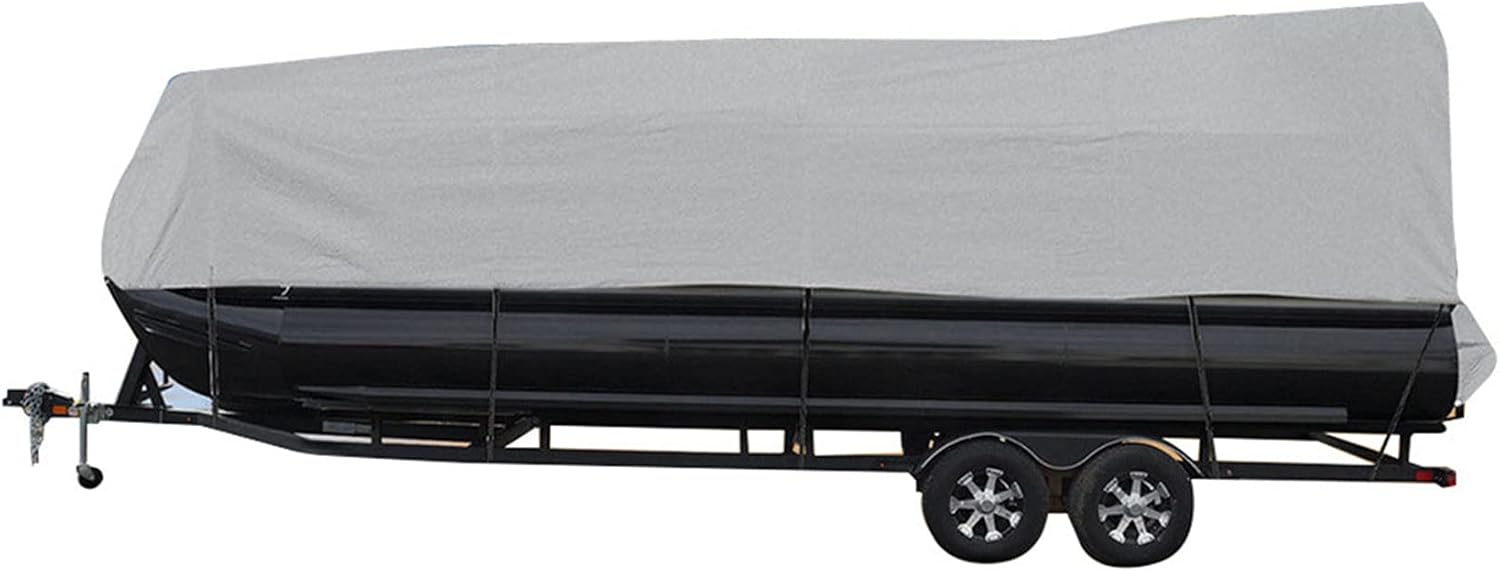 RainMan S 21-24Ft Boat Cover Waterproof Trailerable Pontoon Heavy Duty Fabric Gray Pack of 2