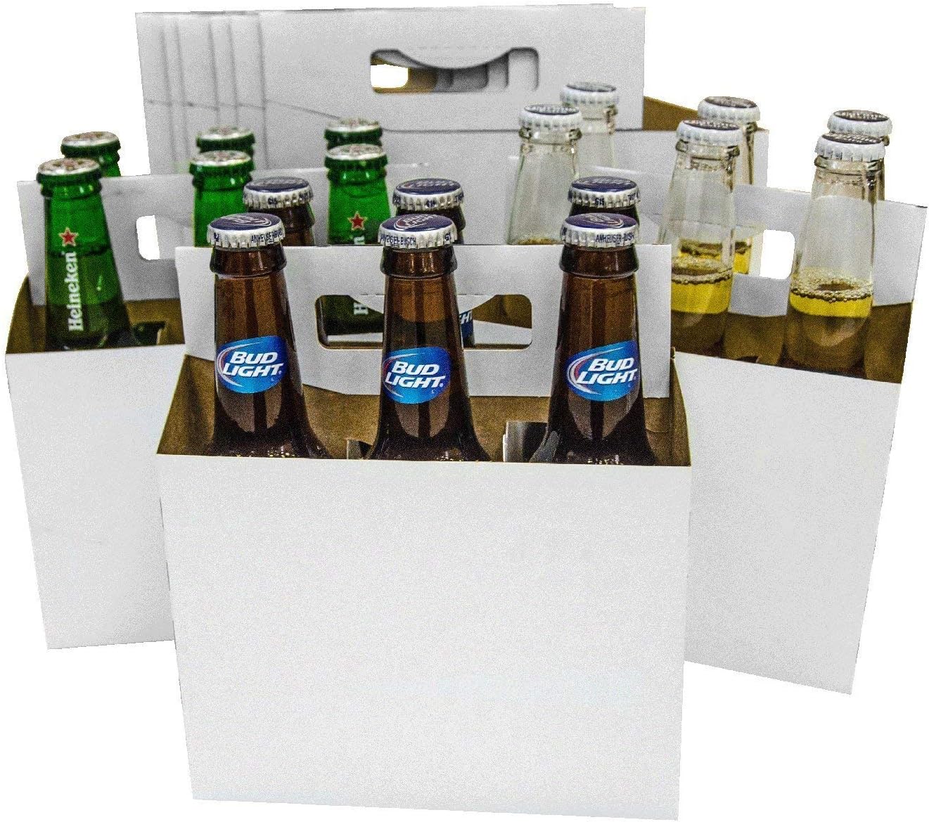150 Six Pack Beer Bottle Holder that fits 12-16oz bottles Sturdy | Cardboard Holds Six Bottles | Beer Bottle Carrier for Safe and Easy Transport - (150 pcs White) FAST SAME DAY SHIPPING