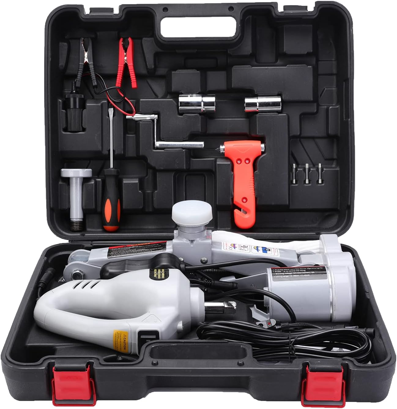 Simpleout Electric Car Jack Kit - Electric Trailer Jack Stands 3 Ton Floor Jack Cars and Truck Scissor Jack Lift Car Emergency Kit with Power Impact Wrench