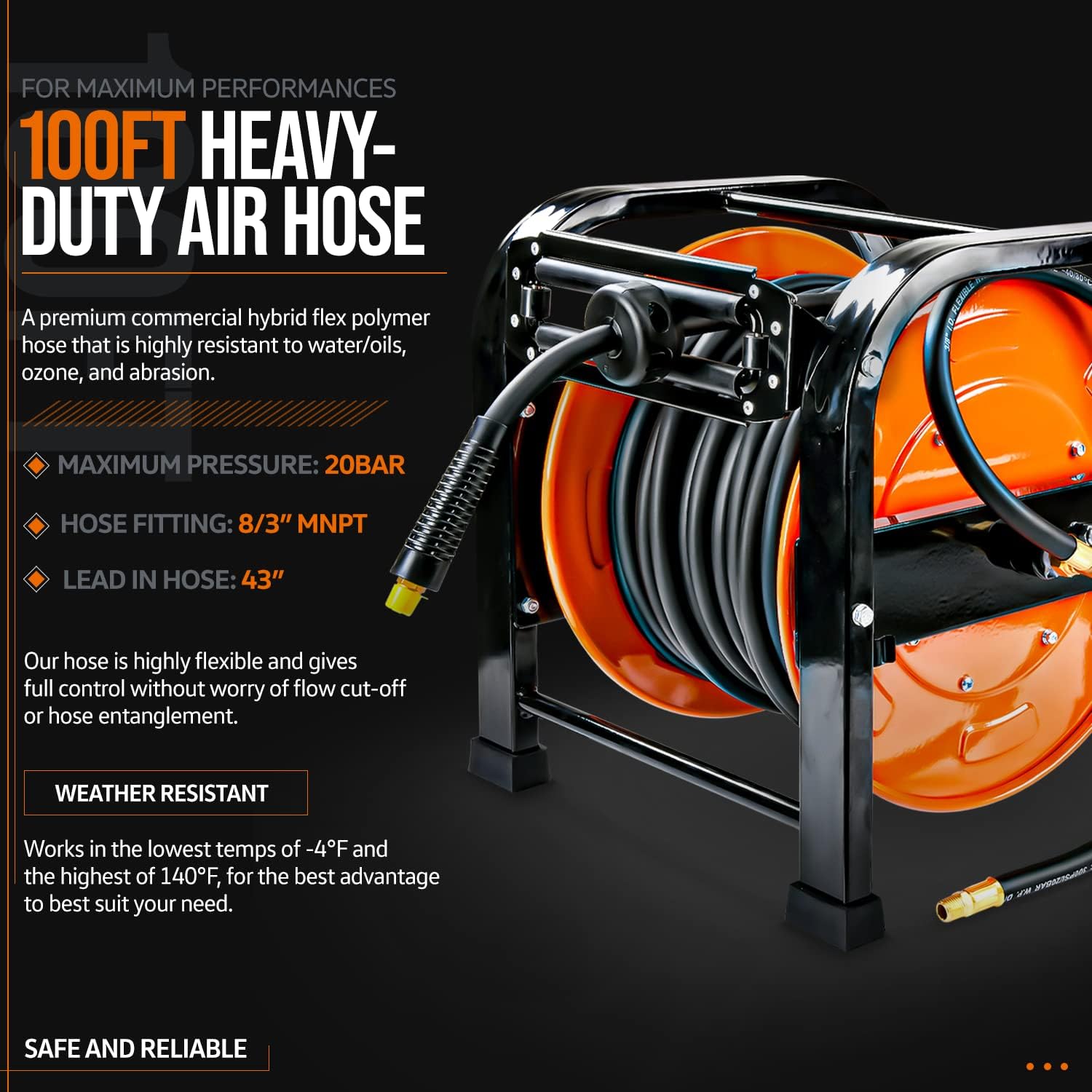 SuperHandy Air Hose Reel Retractable 3/8