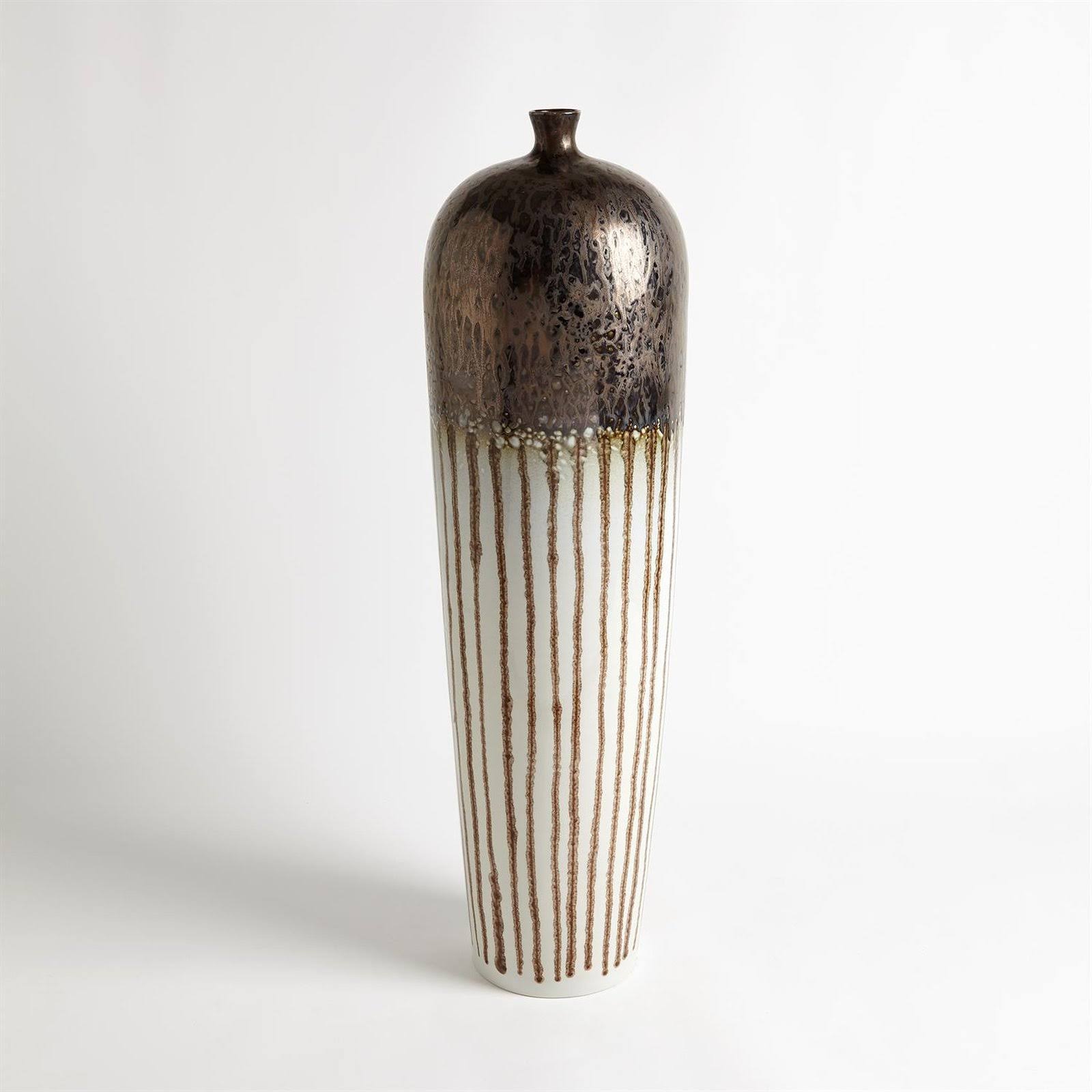 Global Views Reactive Bronze Stripe Vessel, Tall