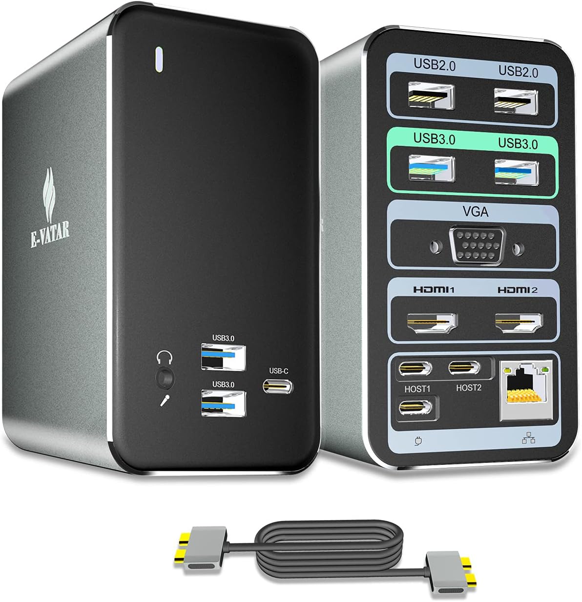 Upgraded Universal USB C Laptop Docking Station for MacBook Pro（Support M1）&Windows.Dual/Triple Displays with 4K HDMI.(2 x DP, HDMI, 6 USB Ports,SD TF Reader, RJ45 Ethernet, 3.5mm Audio/Mic)60W USB PD