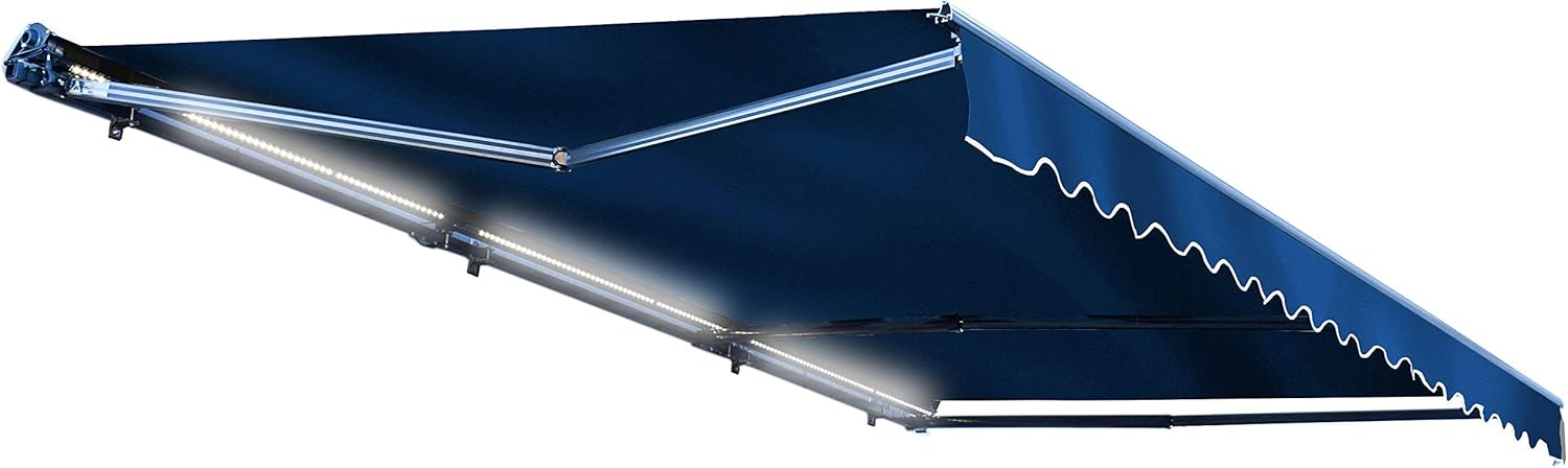 ALEKO Half Cassette Motorized Retractable LED Luxury Patio Awning - 10 x 8 Feet - Gray