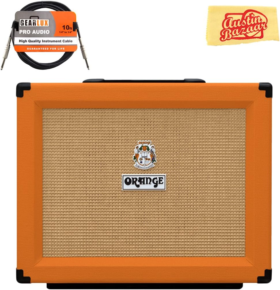 Orange PPC112 1x12-Inch Closed-Back Speaker Cabinet Bundle with Instrument Cable and Austin Bazaar Polishing Cloth