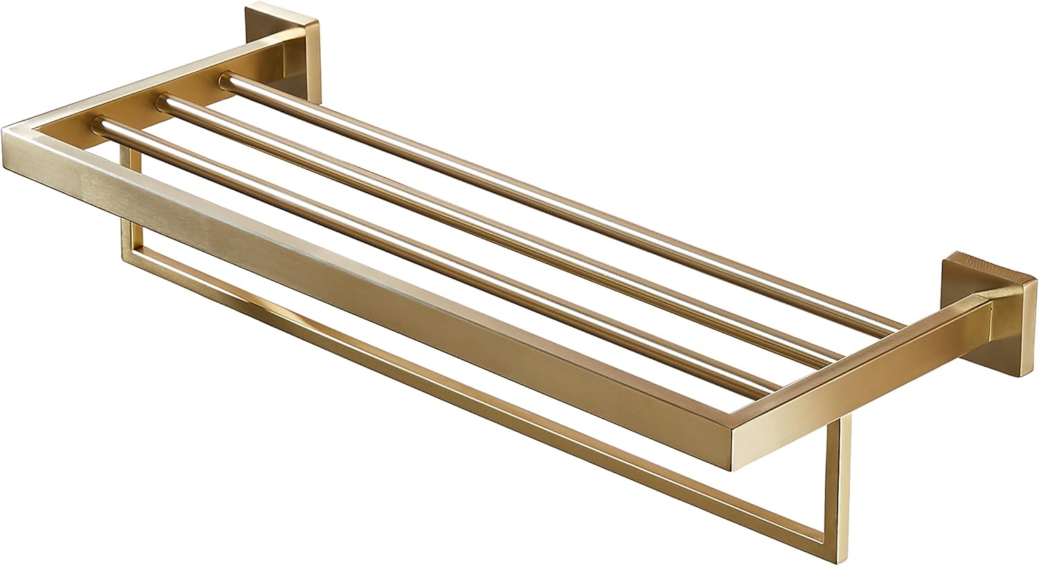Bathroom Towel Rack with Single Towel Bar 22 Inch Bathroom Hotel Shower Shelf SUS304 Stainless Steel Modern Wall Mounted Holder Brush Gold Gudetap GTA21103BG