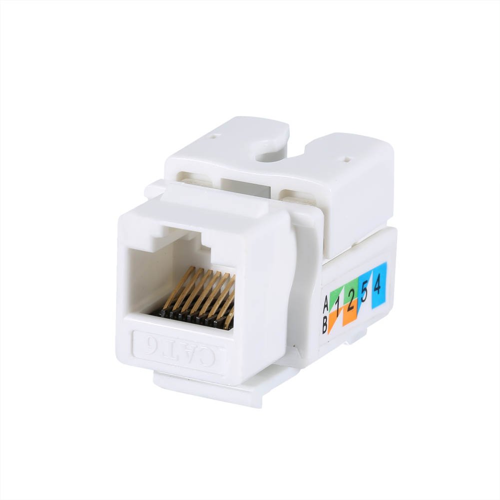 (50-Pack) Cat6 RJ45 Keystone Jack Punch Down Connector Network Ethernet Wall Adapter White Ethernet Module Coupler Pack of 2
