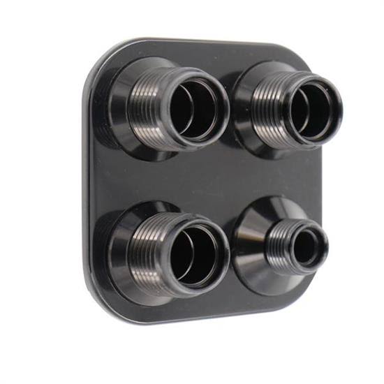 Vintage Air 389800 4-Way Bulkhead Plate, Black, 8-10 Male O-Ring